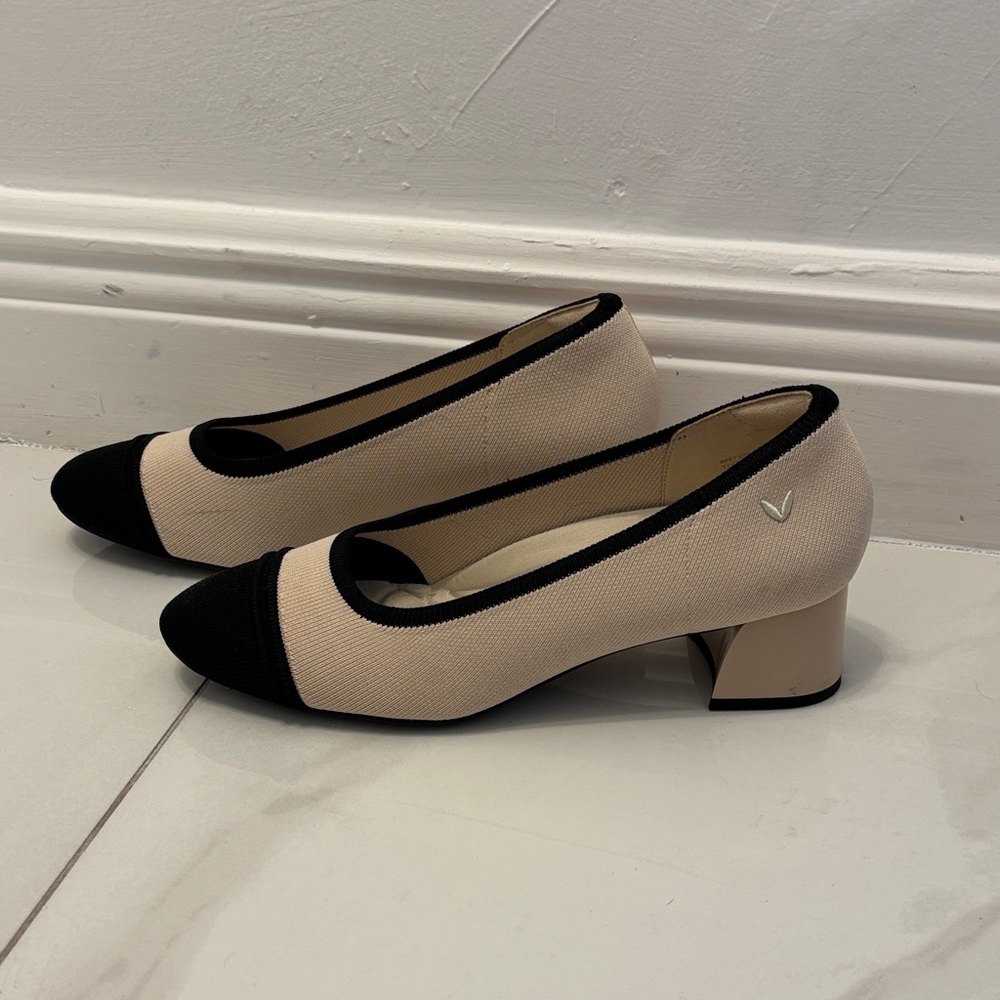 Chic Beige and Black Women's Heels